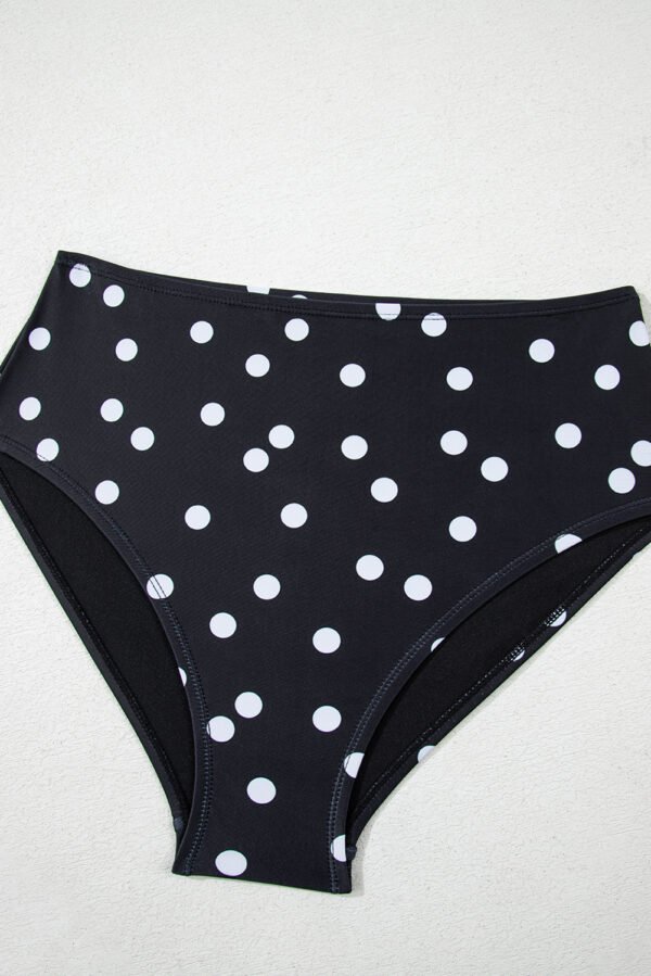 Black Polka Dot Print V Neck Tankini Set