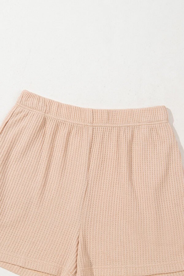 Light French Beige Cactus Forest Waffle Half Sleeve Tee Short Set