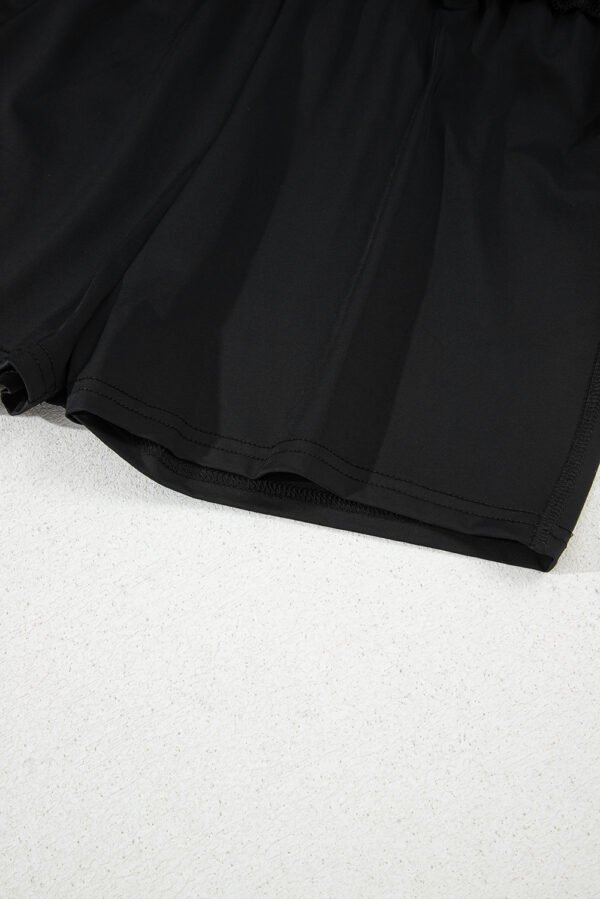 Black Drawstring High Waist Lined Tennis Skorts