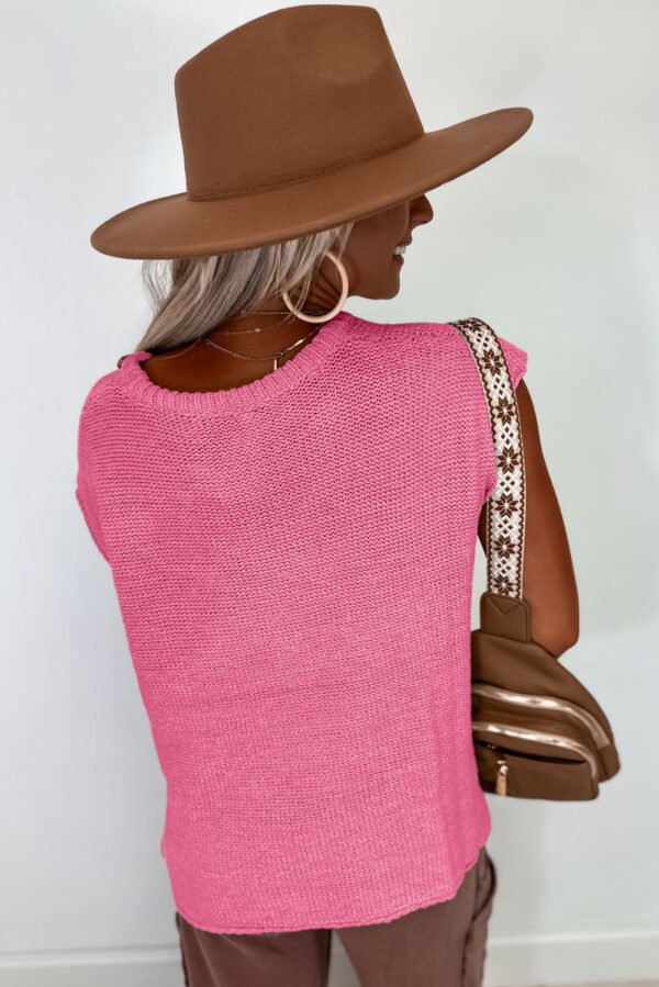 Sachet Pink Solid Color Sweater Tee with Side Slits