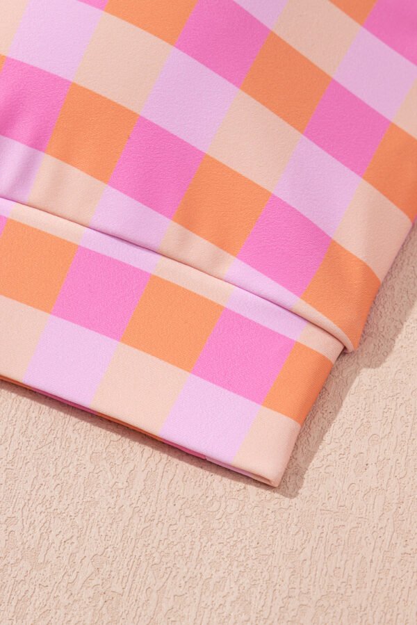 Pink 3pcs Gingham High Waist Bikini & Sarong