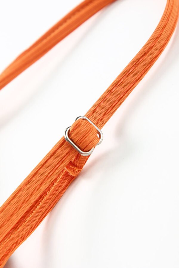 Orange Adjustable Straps Ribbed Knit One Piece Swimsuit