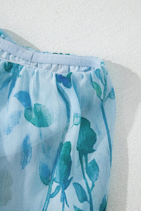 Green Floral Print Ruffled Side Slit Tube Top Maxi Dress