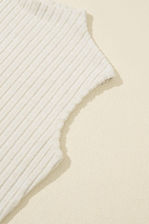 Apricot Ribbed Knit Mock Neck Tank Top