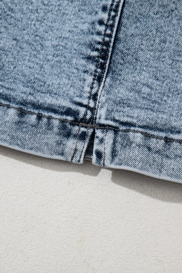 Dusk Blue Drawstring High Waist Pocketed Denim Shorts