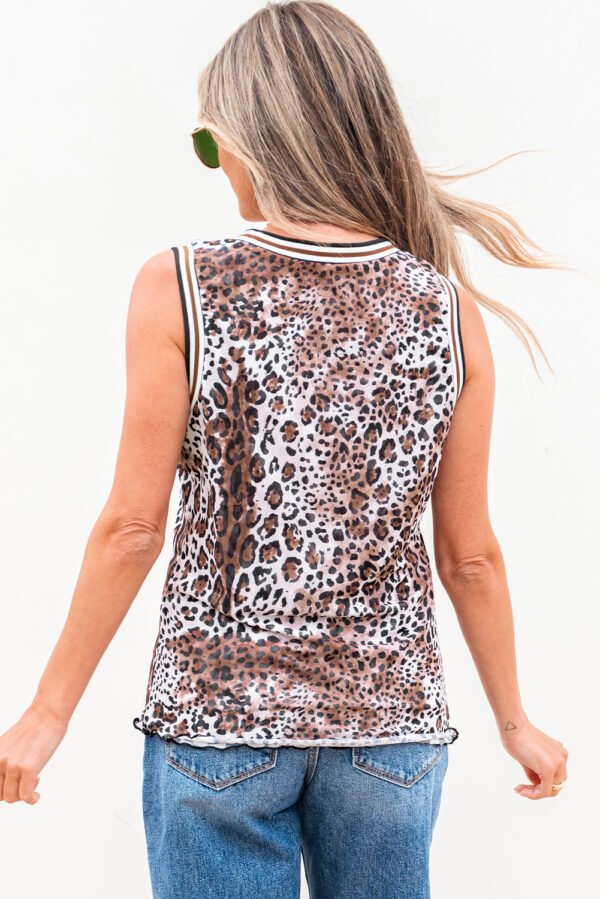 Multicolour Cheetah Checkered Dual Print Reversible Round Neck Mesh Tank Top