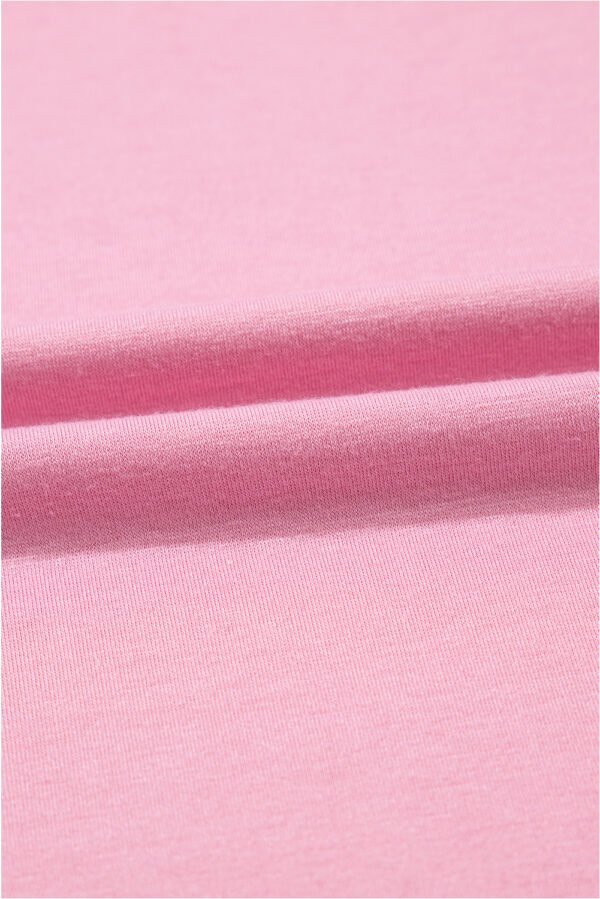 Pink Solid Color T-shirt High Waist Pocketed Long Dress