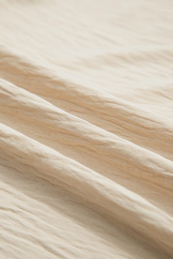 Beige Solid Color Ruffled Short Sleeve Casual Blouse