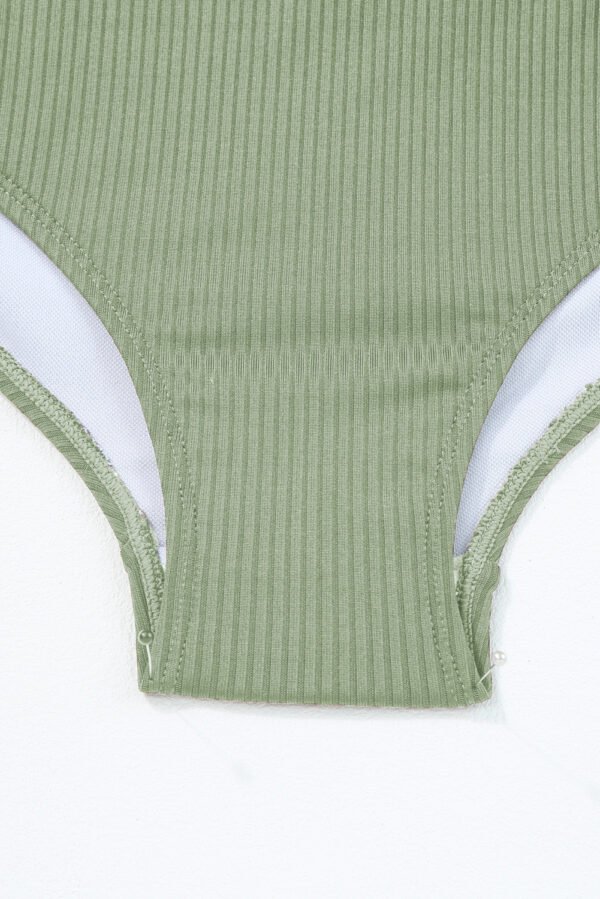 Laurel Green Ribbed Drawstring Sides Cutout One Piece Swimsuit