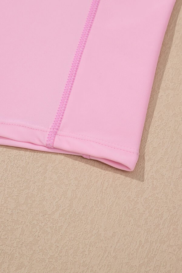 Pink Solid Pocketed Crossover High Waist Swim Skort