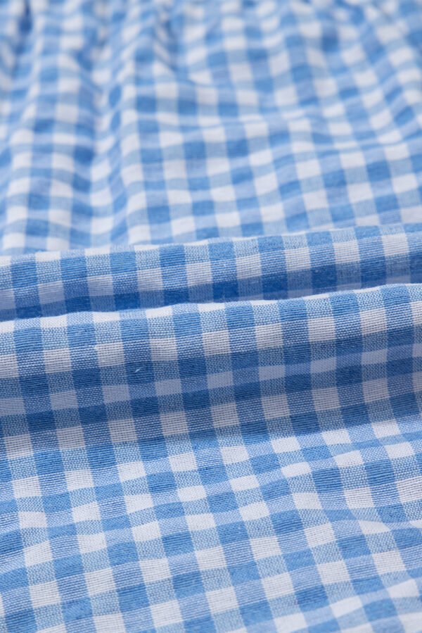 blue Red Plaid Gingham Printed High Waist Shorts
