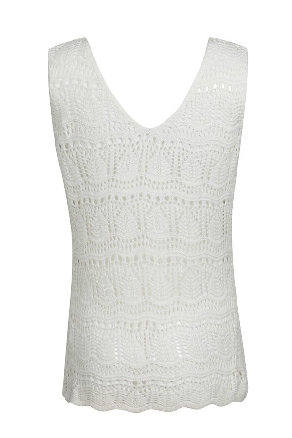 White V Neck Textured Hollow-out Sweater Vest