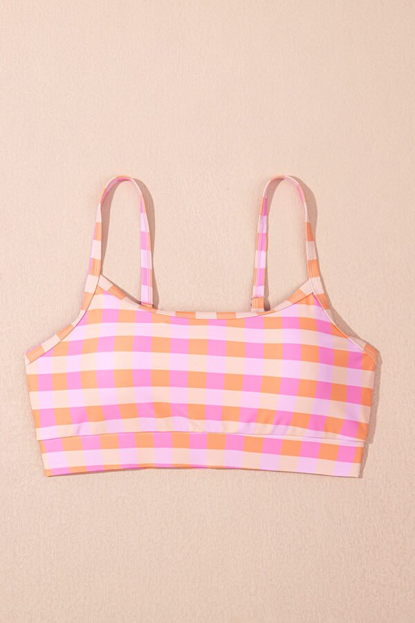Pink 3pcs Gingham High Waist Bikini & Sarong