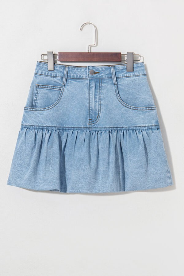 Myosotis Bubble Hem Denim Mini Skirt