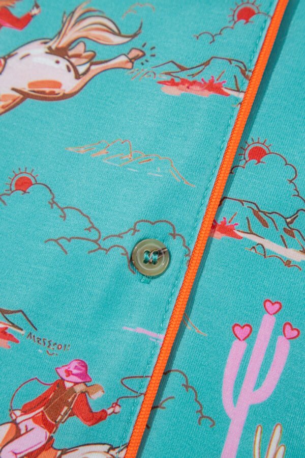 Aruba Blue Cowgirl Country Print Pajamas Set