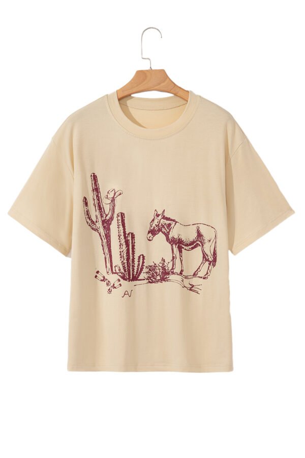 Parchment  Western Burro Cactus Crew Neck Graphic Tee