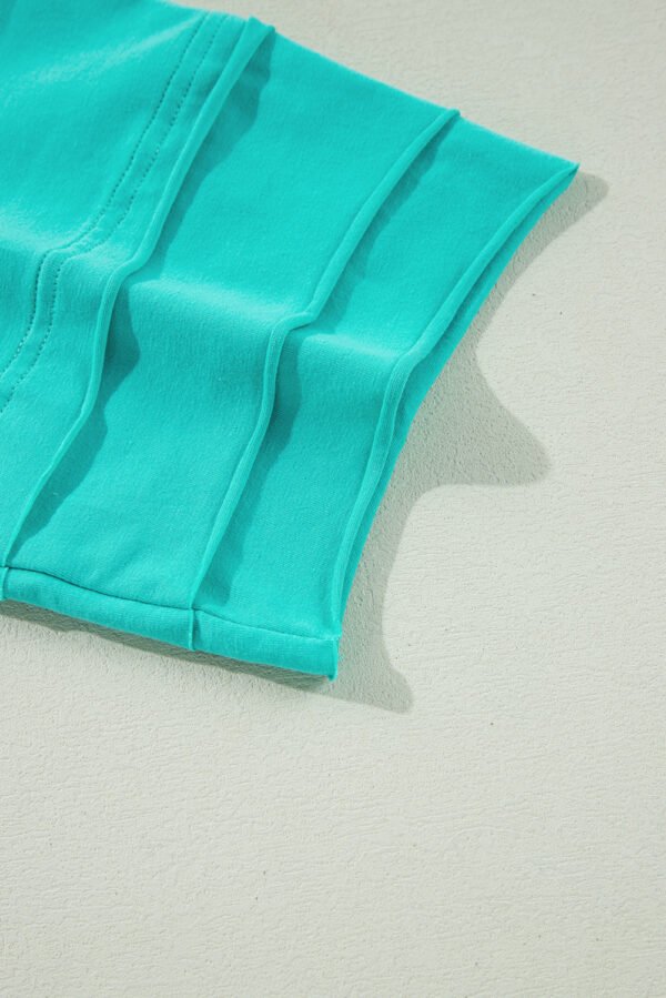 Mint Green Solid Color Half Sleeve Buttons Henley Top