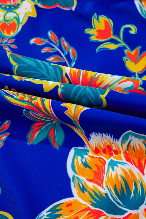 Blue Floral Plunging Slim & Sculpt One-Piece Crisscross Backless One Piece Swimsuit