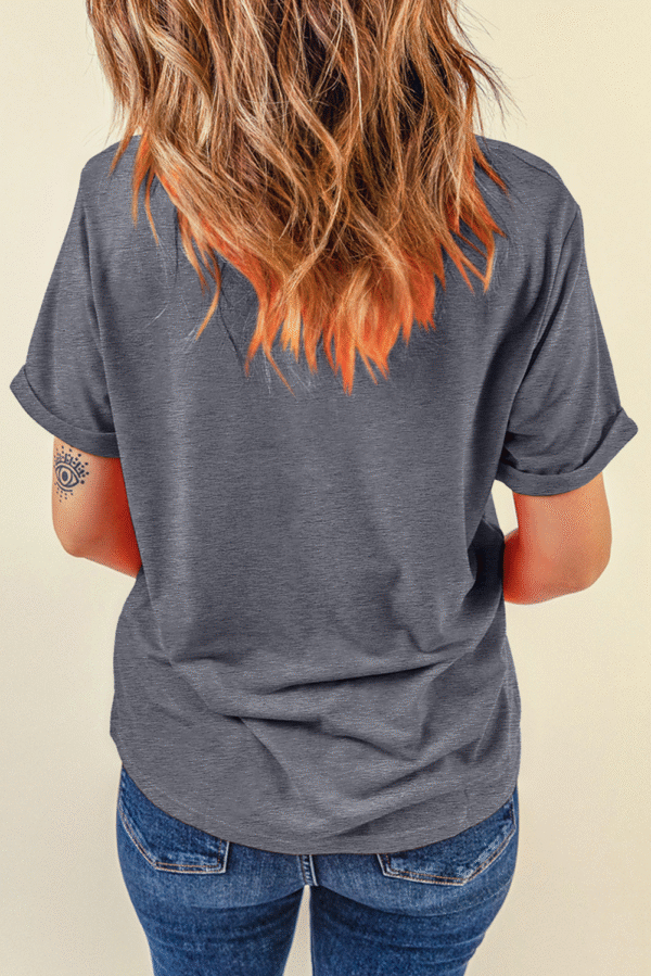 Gray Bunny Ear Bow Printed Easter Fashion T Shirt