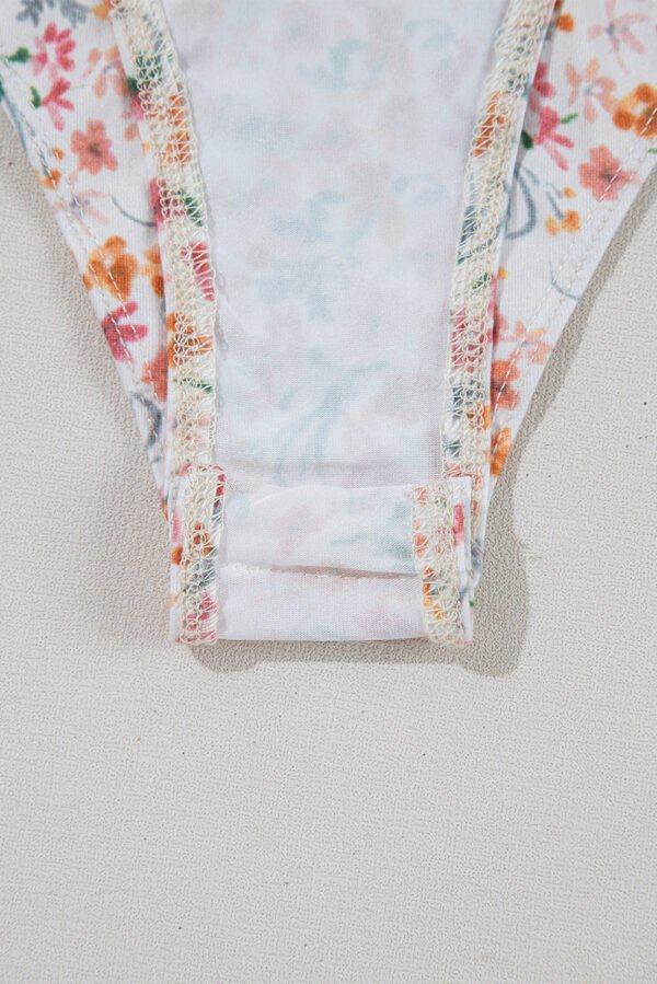 Orange Short Sleeve Floral Ruched Sweetheart Bodysuit