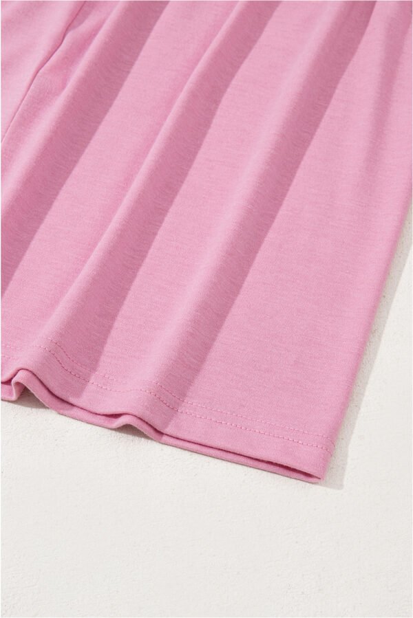 Pink Solid Color T-shirt High Waist Pocketed Long Dress