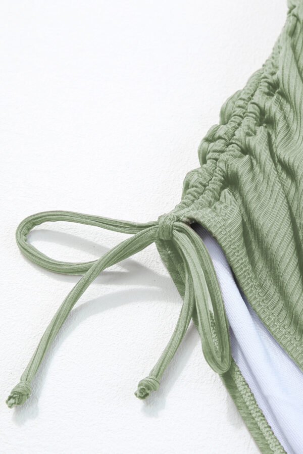 Laurel Green Ribbed Drawstring Sides Cutout One Piece Swimsuit