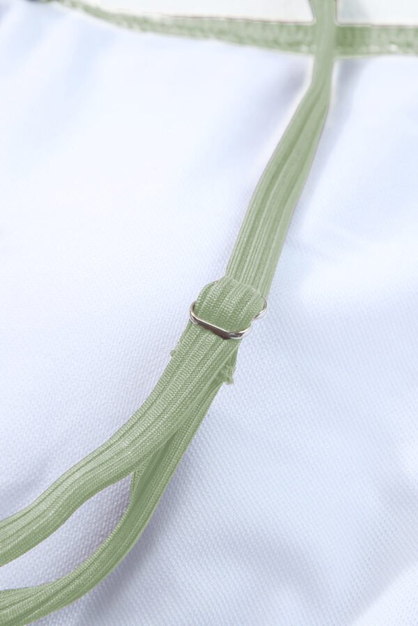 Laurel Green Ribbed Drawstring Sides Cutout One Piece Swimsuit