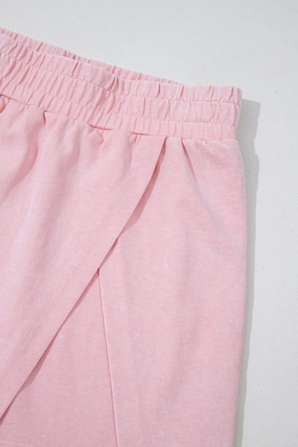 Light Pink 2 Pieces Mineral Wash Cotton Tank Top Lined Split Skirt Set