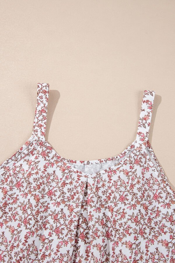 Pink Bohemian Floral Pleated U Neck Vest