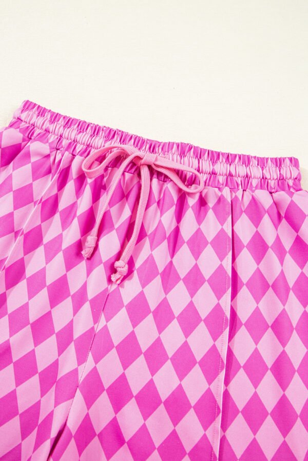 Pink Geometric Print Active Casual Shorts with Slits