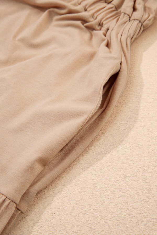 Parchment Textured V Neck Flutter Sleeve Ruffled Maxi Dress