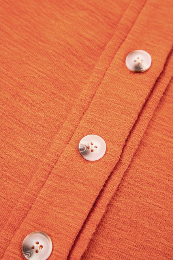 Grapefruit Orange U Neck Button Front Sleeveless Romper