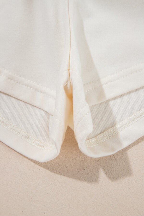 Beige 2pcs Cropped Tee and Ruffle High Waist Skort Set