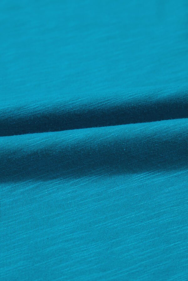 Peacock Blue Metallic Sheen Edge Scoop Neck Tank Top