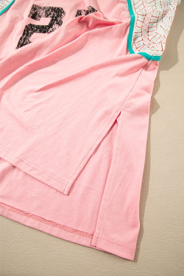 Light Pink Vintage Nashville Printed Patchwork Tank Top