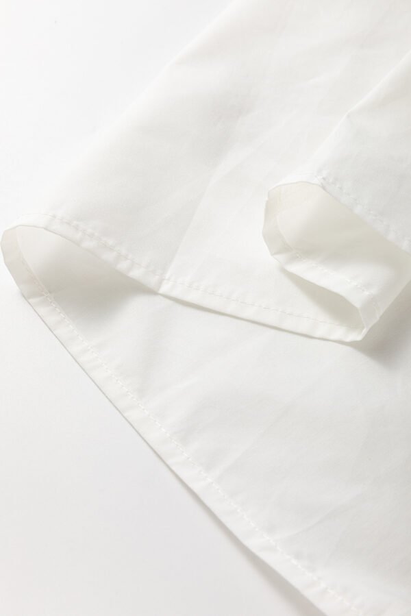 White Half Button Lace Patchwork Flutter Sleeve Blouse