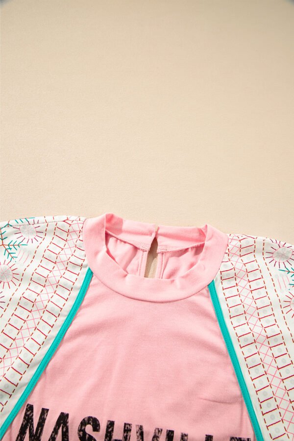 Light Pink Vintage Nashville Printed Patchwork Tank Top