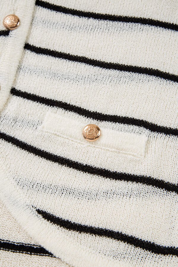 Black Stripe Buttoned V Neck Slim Fit Sweater Vest