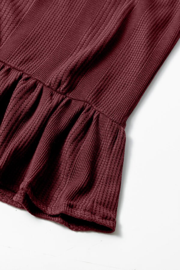 Red Dahlia Solid Color Ribbed Ruffle Tank Top and Pants Set
