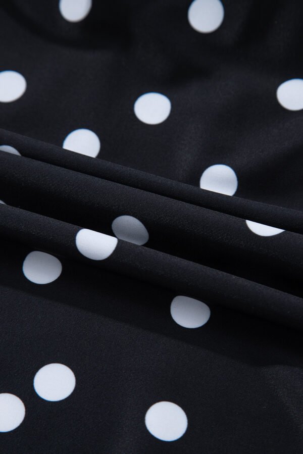 Black Polka Dot Print V Neck Tankini Set