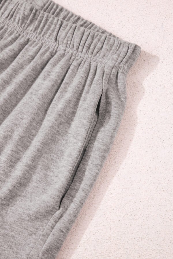 Gray Solid Color Loose Tee 2 Piece Shorts Set