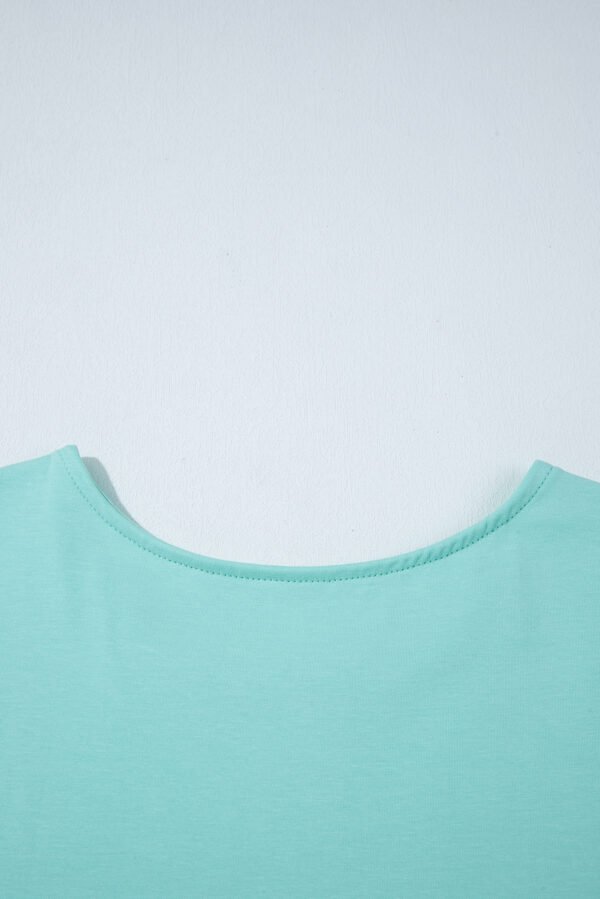 Mint Green Frilled Trim Crew Neck Loose Fit Mini Dress