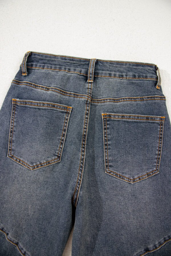 Sail Blue Exposed Stitching Loose Straight High Waist Jeans