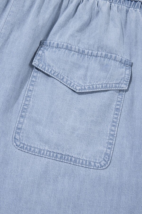 Beau Blue Pocketed Drawstring High Waist Plus Size Denim Shorts