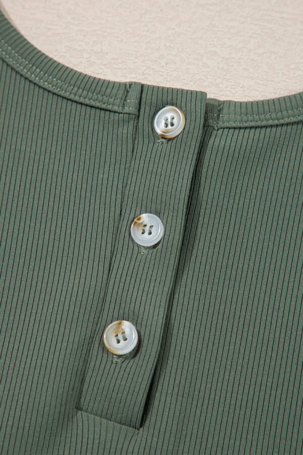 Vineyard Green Buttoned Drawstring Waist Sleeveless Wide Leg Jumpsuit