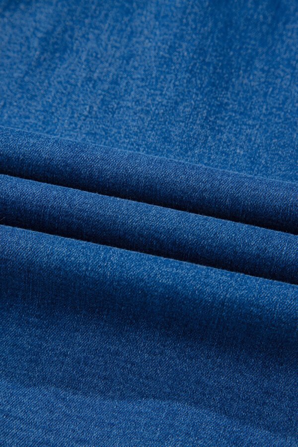 Sail Blue Square Neck Bowknot A-line Sleeveless Denim Dress