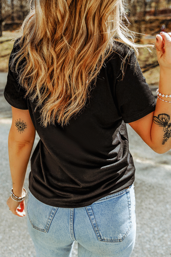 Black Bow Cow Head Graphic Western Fashion T Shirt