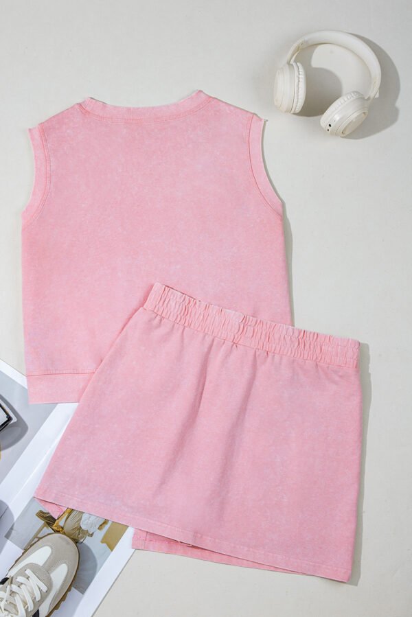Light Pink USA Flag Graphic Tank Top and Skort Short Set