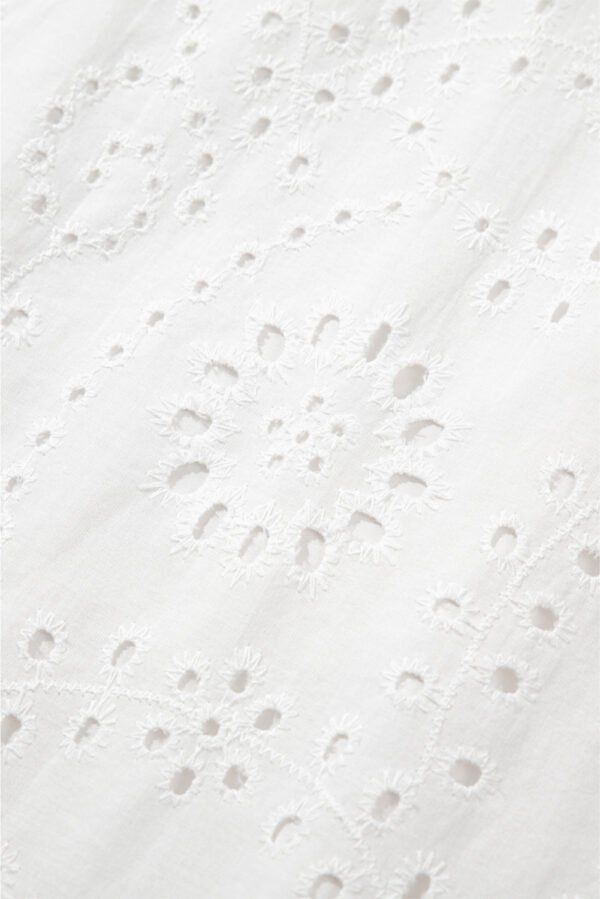 White Floral Eyelet Embroidered Sleeveless Shift Dress