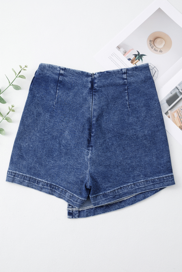 Sail Blue High Waist USA Flag Inspire Bow Patched Twisted Denim Skort